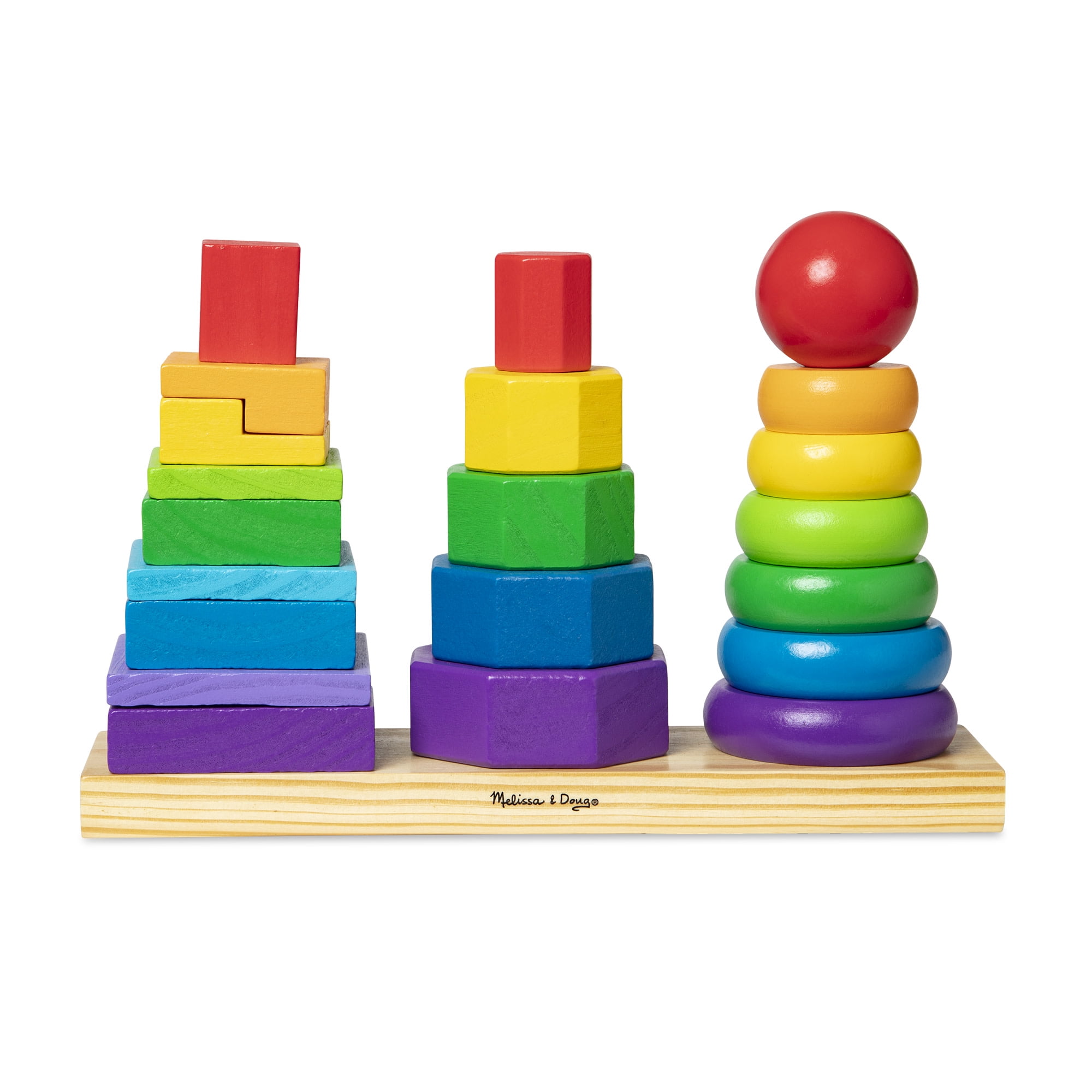 Melissa Doug Geometric Stacker Wooden Educational Toy