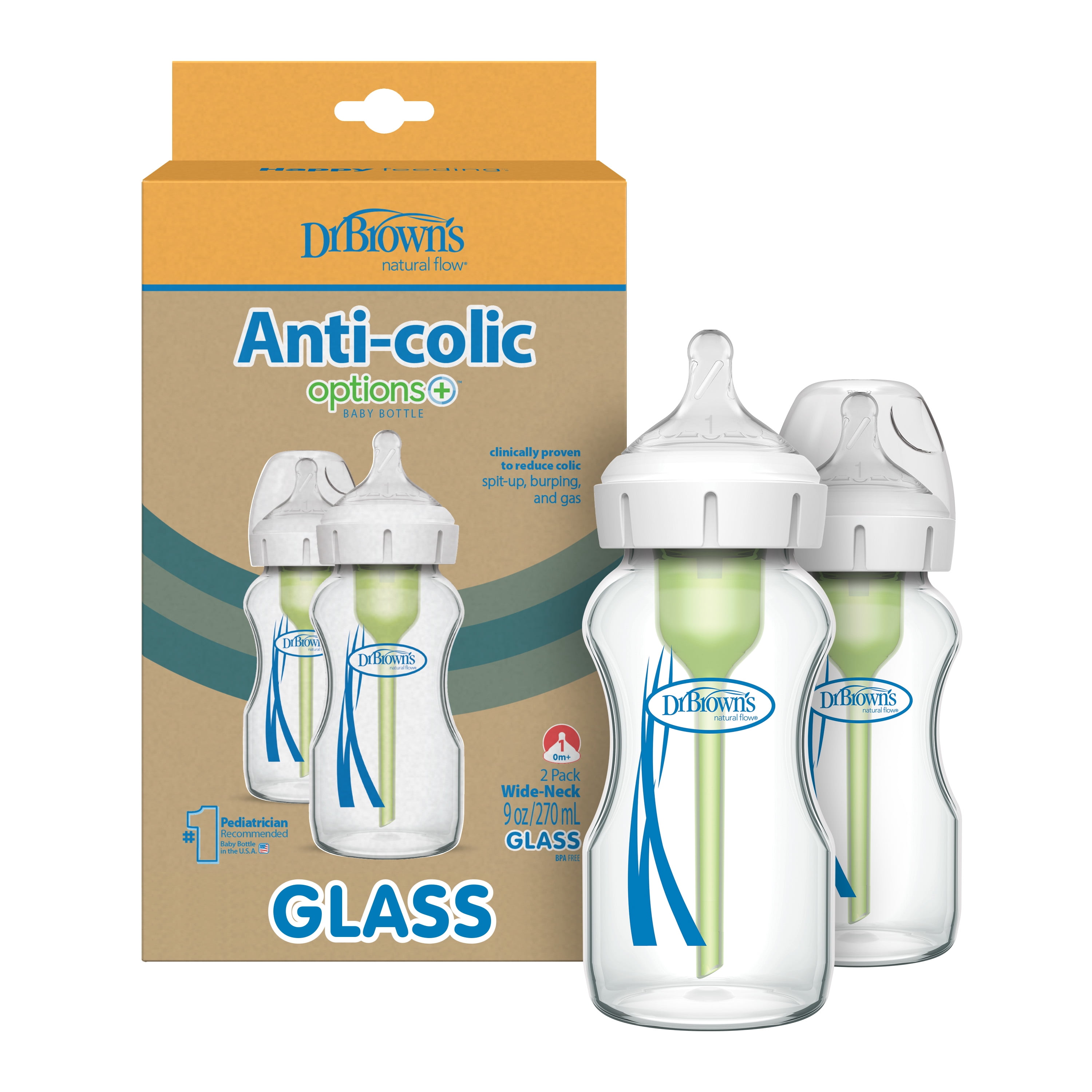 Dr Brown s Natural Flow Anti Colic Options Wide Neck Glass…